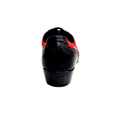 Scarpa da uomo Samuel Movida Wish Dance in pelle nera e rossa, con tacco in legno, forma lunga e dettagli eleganti.