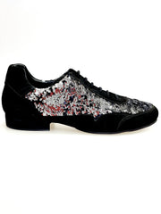 Load image into Gallery viewer, Joop (Movida by WISH DANCE) - Sneaker da Uomo Camoscio Nero Paillettes Argento Nero
