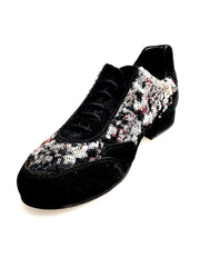 Load image into Gallery viewer, Joop (Movida by WISH DANCE) - Sneaker da Uomo Camoscio Nero Paillettes Argento Nero
