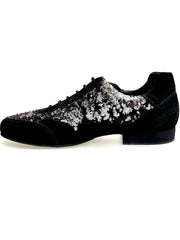 Load image into Gallery viewer, Joop (Movida by WISH DANCE) - Sneaker da Uomo Camoscio Nero Paillettes Argento Nero

