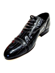 Load image into Gallery viewer, BRAD (Movida by WISH DANCE) - Scarpa in Pelle Nera e Vernice Nera Gessata tacco in Legno
