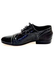 Load image into Gallery viewer, BRAD (Movida by WISH DANCE) - Scarpa in Pelle Nera e Vernice Nera Gessata tacco in Legno
