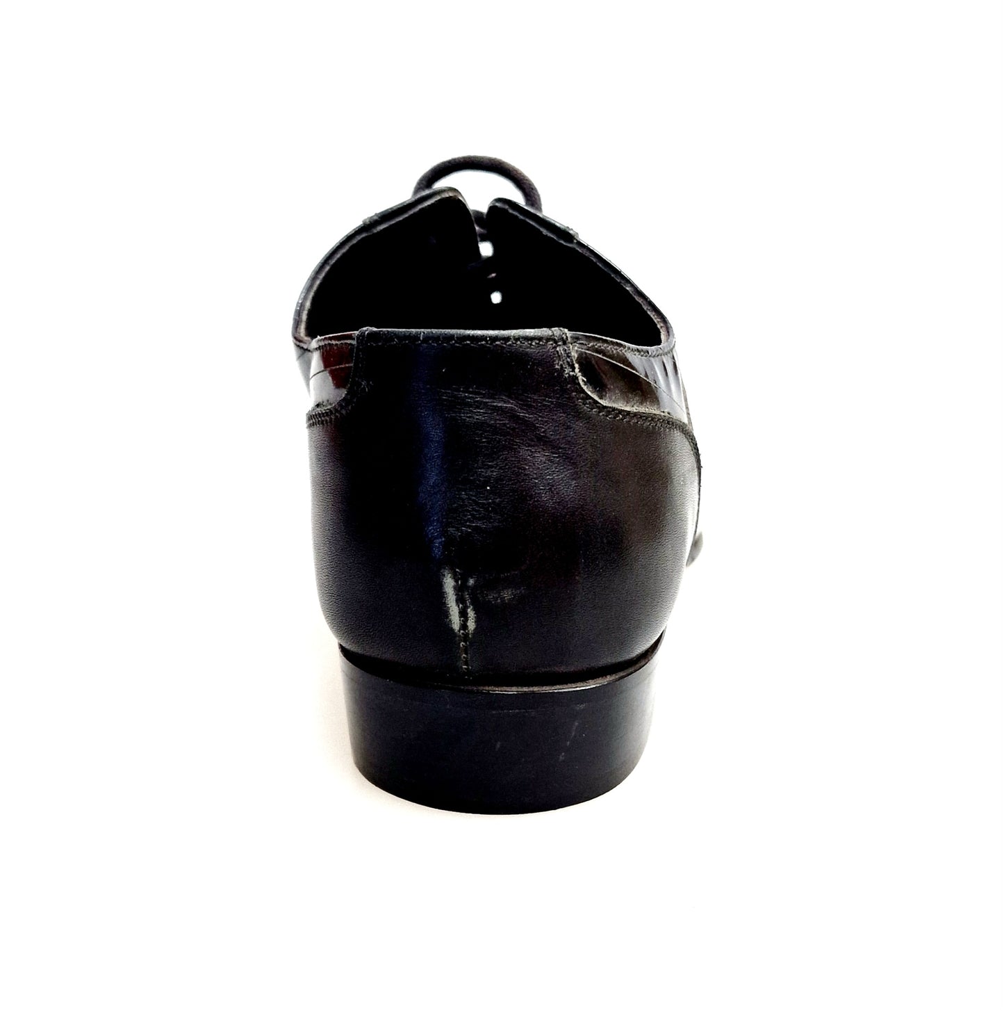 Scarpa da uomo BRAD Movida by WISH DANCE in pelle nera e vernice nera con tacco in legno, stile elegante e moderno