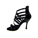 Load image into Gallery viewer, (360) - Women&#39;s High Sandal in Black Patent Leather and Black Leather with Black Leather and Black Patent Straps with Stiletto Heel
