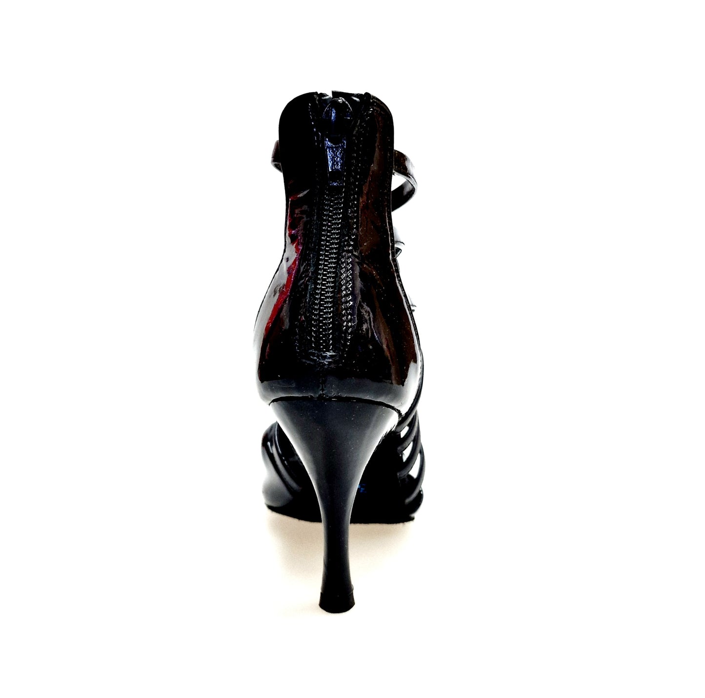 Sandalo alto Wishdance Natalia (360) in vernice nera e pelle nera con fascette e tacco a spillo, scarpa donna elegante e moderna