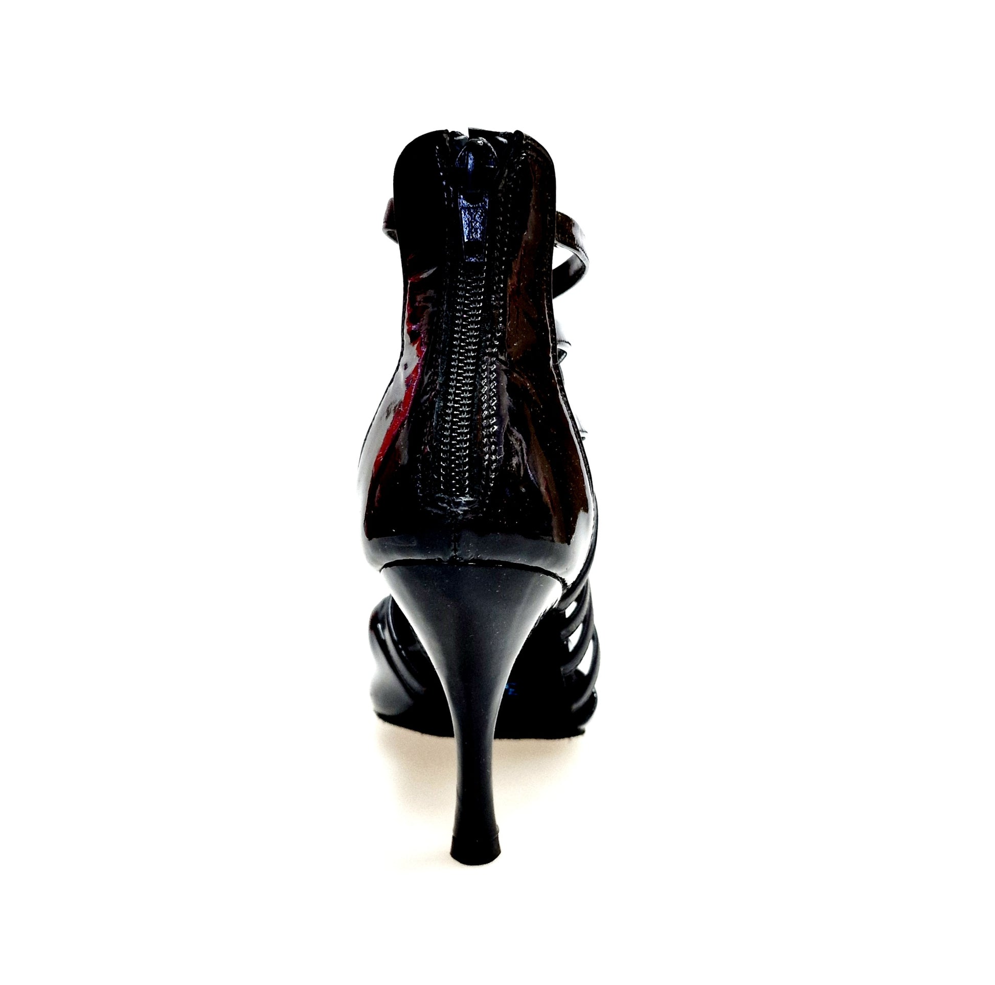 Sandalo alto Wishdance Natalia (360) in vernice nera e pelle nera con fascette e tacco a spillo, scarpa donna elegante e moderna