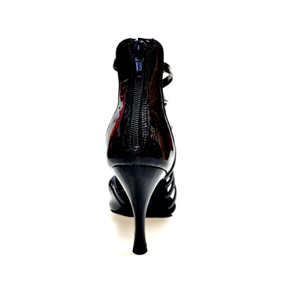 Sandalo alto Wishdance Natalia (360) in vernice nera e pelle nera con fascette e tacco a spillo, scarpa donna elegante e moderna