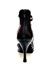 Load image into Gallery viewer, (360) - Women&#39;s High Sandal in Black Patent Leather and Black Leather with Black Leather and Black Patent Straps with Stiletto Heel
