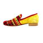 Load image into Gallery viewer, MEXICAN MS21 - Mocassino Uomo Tessuto Fantasie Messicane tallone in Camoscio giallo Senape Tacco in Legno

