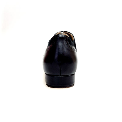 Scarpe stringate Adolfo Chicago Forata con suola divisa, pelle e camoscio nero, stile Oxford con profili forati.