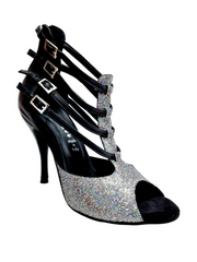 Carica immagine nella Galleria, (779F) - Scarpa da Donna in Multicolor Boreale Silver con Tallone in Pelle Nera