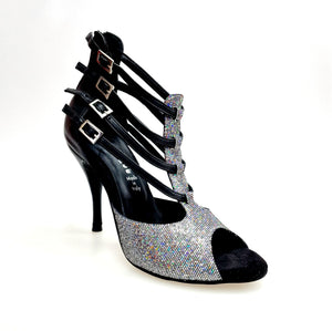 (779F) - Woman's Shoe in Multicolor Boreal Silver with Black Leather Heel