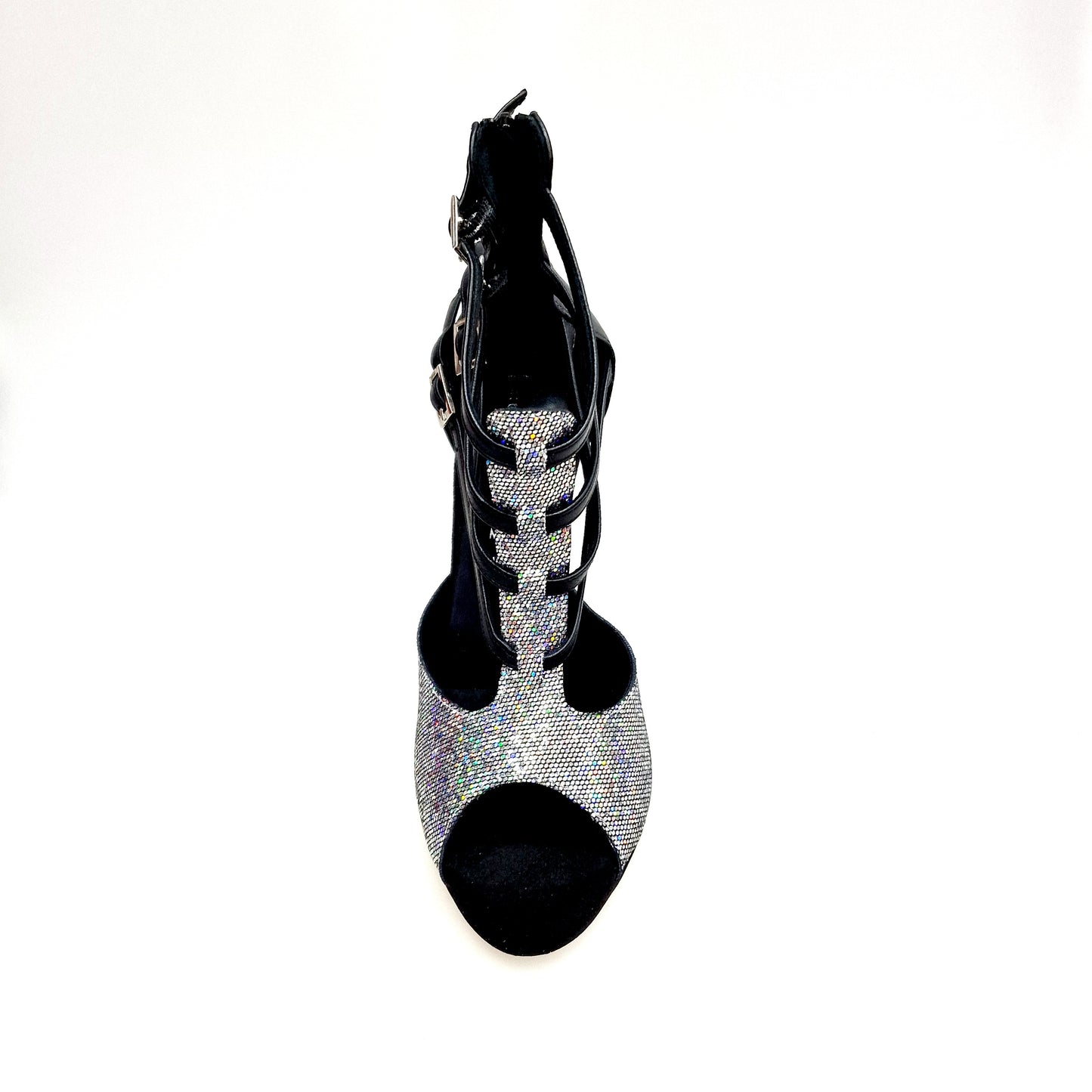 Scarpa da donna multicolore Boreale Silver con tallone in pelle nera, elegante scarpa Wish Dance Shop.