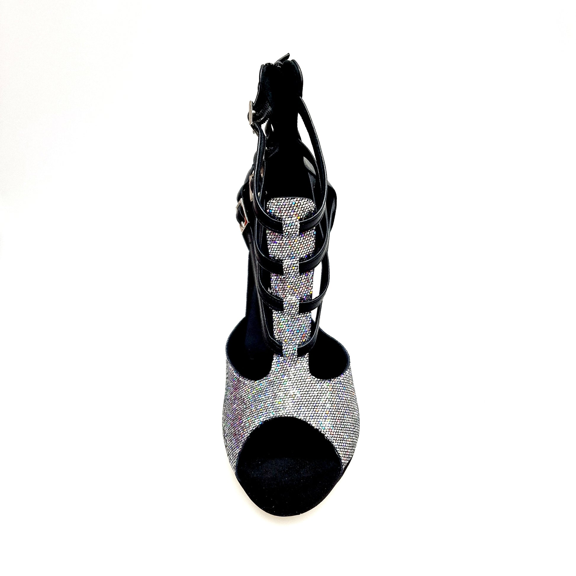 Scarpa da donna Boreale Silver multicolor con tallone in pelle nera, Wish Dance Shop, stile elegante e colorato.