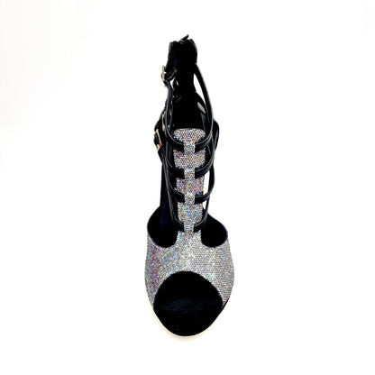 Scarpa da donna Boreale Silver multicolor con tallone in pelle nera, Wish Dance Shop, stile elegante e colorato.