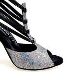 Carica immagine nella Galleria, (779F) - Scarpa da Donna in Multicolor Boreale Silver con Tallone in Pelle Nera
