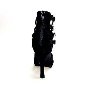 (779F) - Woman's Shoe in Black Suede with Plateau