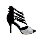 Load image into Gallery viewer, Lussuria F (779F) - Woman&#39;s Shoe in Multicolor Boreale Silver with Black Suede Heel
