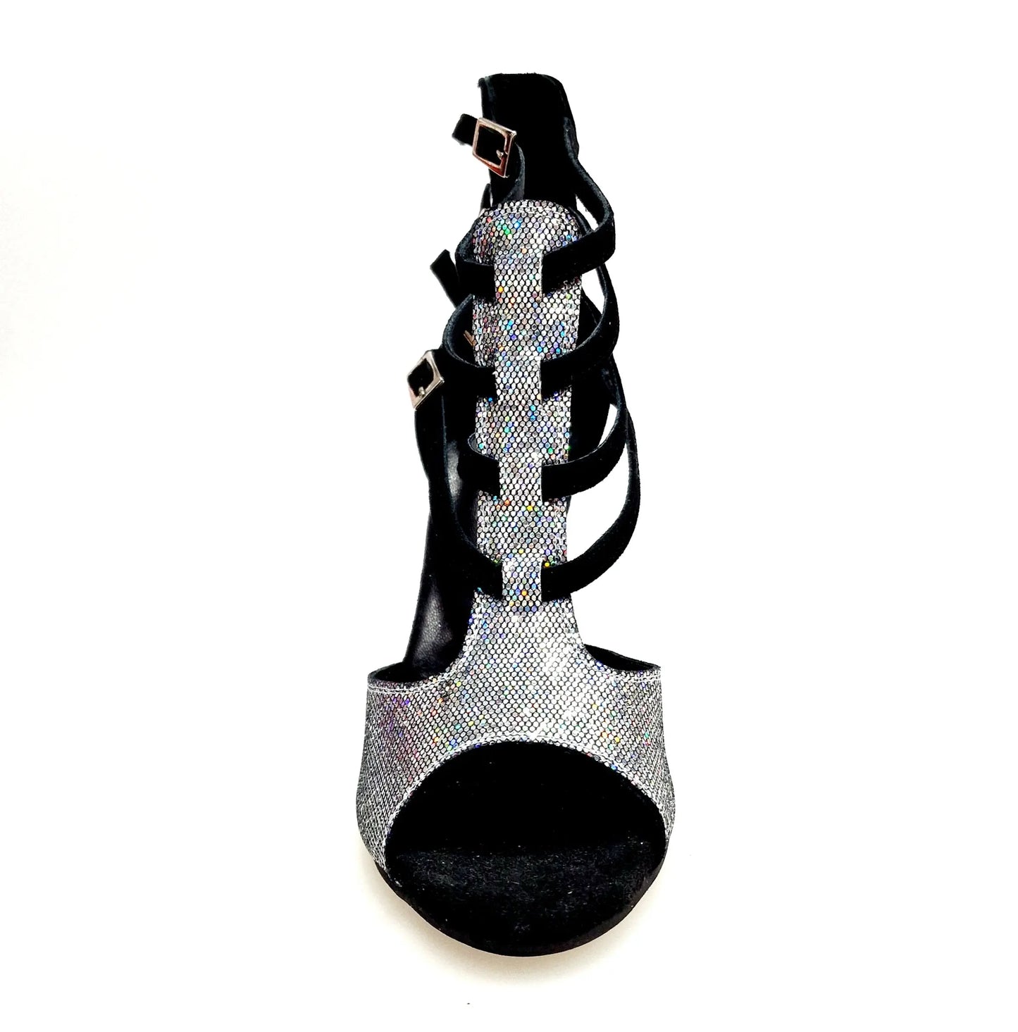 Scarpa da donna Malon 779F Wish Dance Shop in multicolore Boreale Silver con tallone in camoscio nero, vista frontale.
