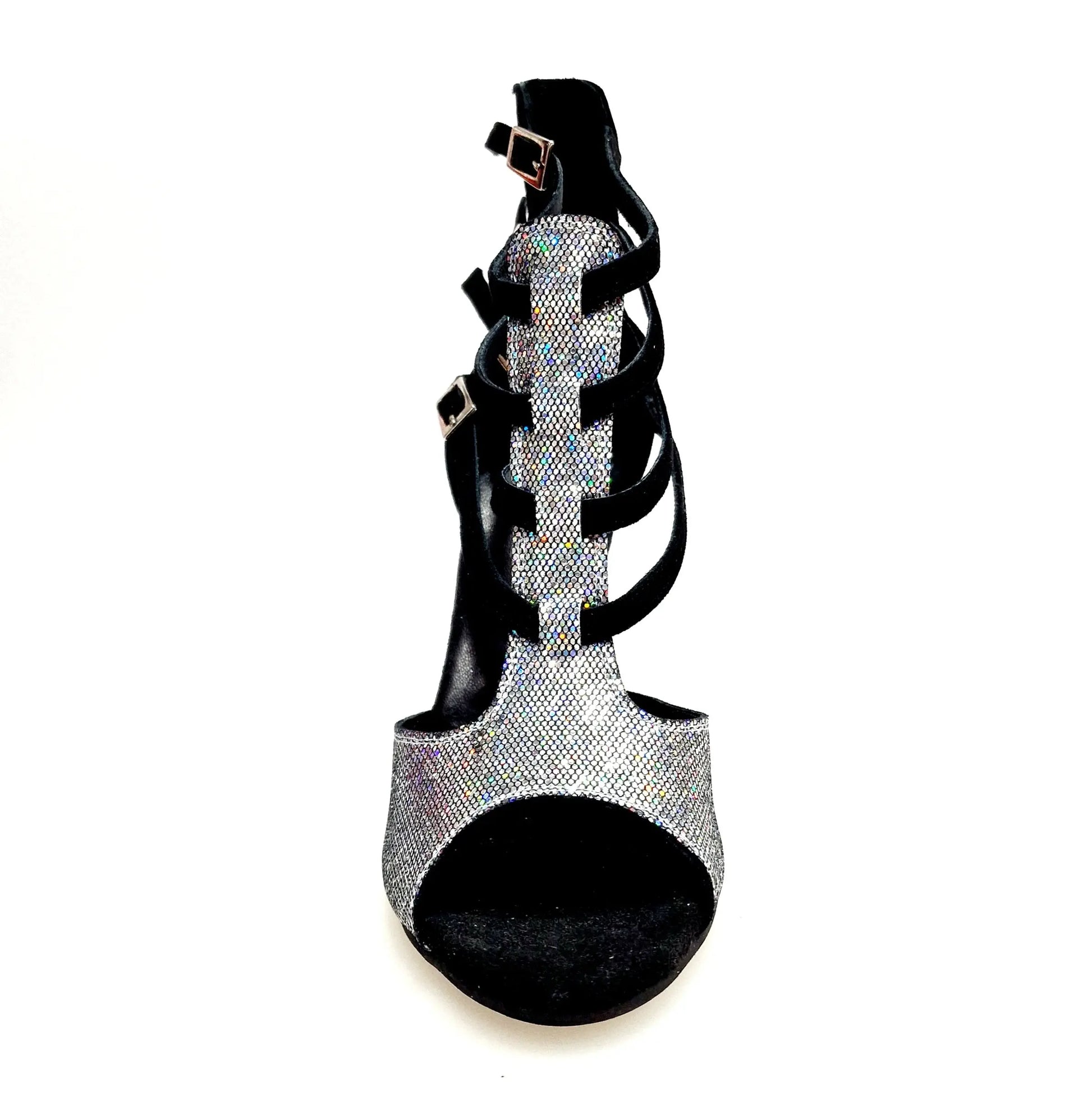 Scarpa da donna Malon 779F Wish Dance Shop in multicolore Boreale Silver con tallone in camoscio nero, vista frontale.