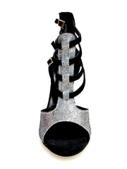 Load image into Gallery viewer, Lussuria F (779F) - Woman&#39;s Shoe in Multicolor Boreale Silver with Black Suede Heel
