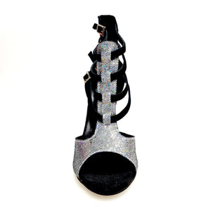 Lussuria F (779F) - Woman's Shoe in Multicolor Boreale Silver with Black Suede Heel