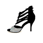 Load image into Gallery viewer, Lussuria F (779F) - Woman&#39;s Shoe in Multicolor Boreale Silver with Black Suede Heel
