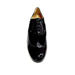 Load image into Gallery viewer, ADOLFO (811F Chicago Forata) - Stringata a Coda di Rondine Mod. Oxford Profili Forati in Vernice Nera e Camoscio Nero con Suola Intera
