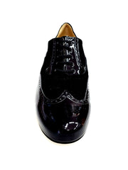 Load image into Gallery viewer, ADOLFO (811F Chicago Forata) - Stringata a Coda di Rondine Mod. Oxford Profili Forati in Vernice Nera e Camoscio Nero con Suola Intera
