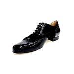 Load image into Gallery viewer, ADOLFO (811F Chicago Forata) - Stringata a Coda di Rondine Mod. Oxford Profili Forati in Vernice Nera e Camoscio Nero con Suola Intera
