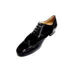 Load image into Gallery viewer, ADOLFO (811F Chicago Forata) - Stringata a Coda di Rondine Mod. Oxford Profili Forati in Vernice Nera e Camoscio Nero con Suola Intera
