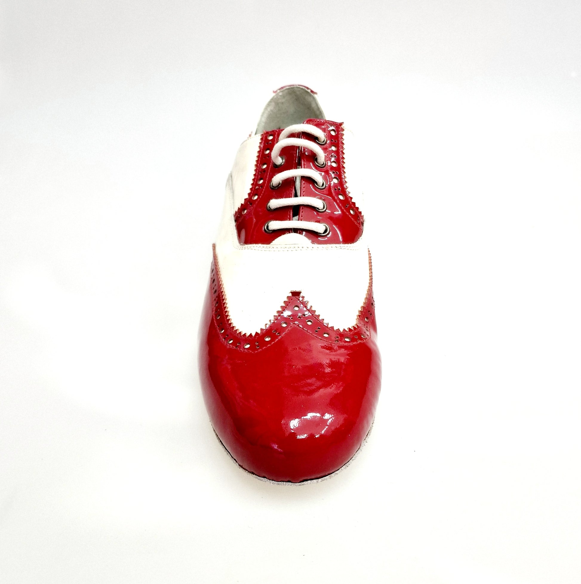 Scarpa da uomo Samuel Movida by Wish Dance in vernice rossa e bianca con punta tonda e coda di rondine, modello MS14