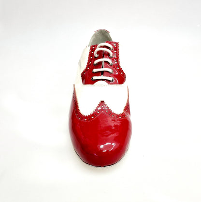 Scarpa da uomo Samuel Movida by Wish Dance in vernice rossa e bianca con punta tonda e coda di rondine, modello MS14