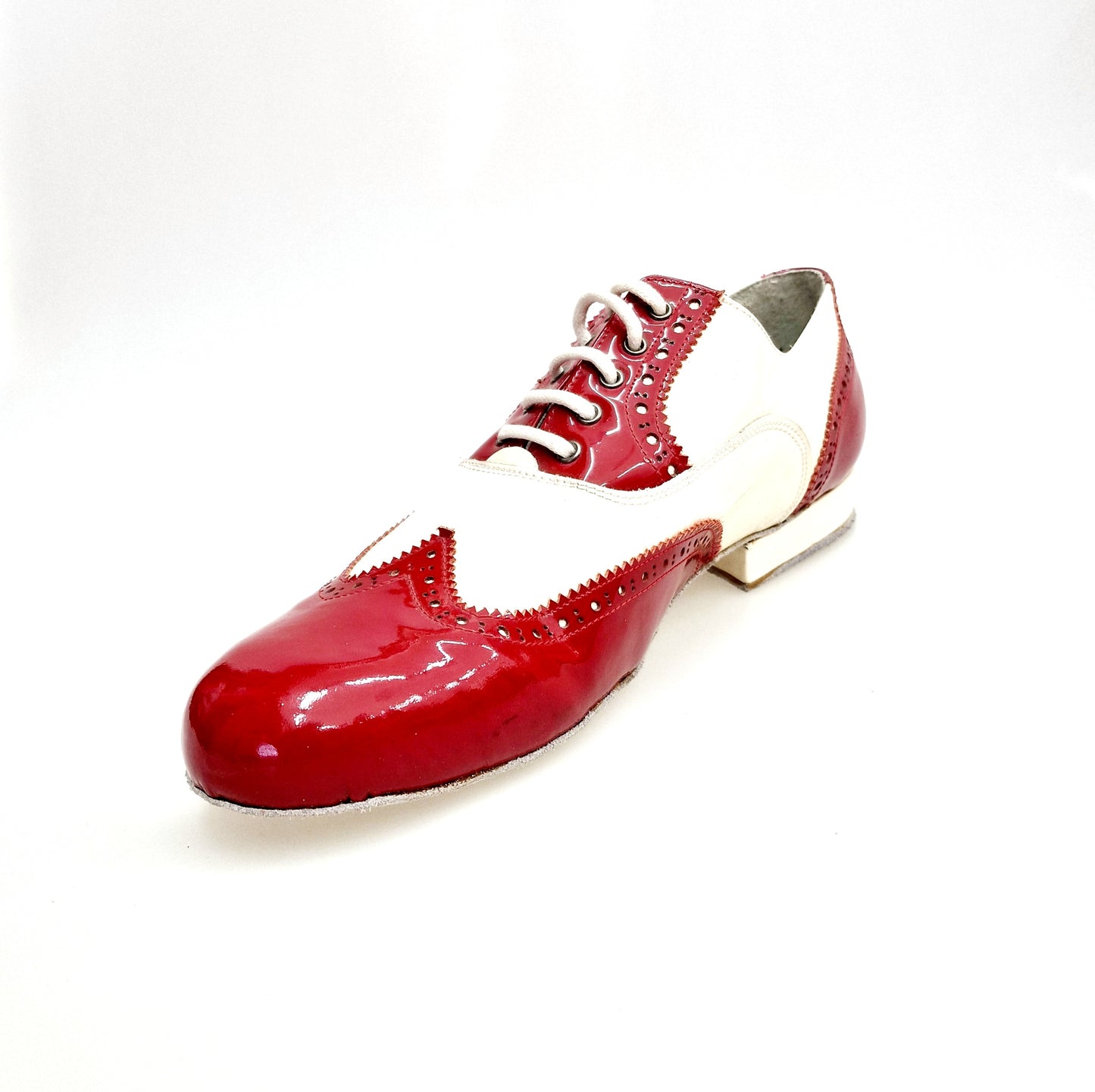 Scarpa da uomo Samuel Movida by Wish Dance, vernice rossa e bianca, coda di rondine tonda, stile elegante e raffinato