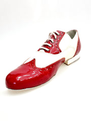 Carica immagine nella Galleria, Samuel (Movida by WISH DANCE) (MS14) - Scarpa da Uomo Vernice Rossa e Vernice Bianca Coda di Rondine Tonda 5006
