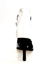 Carica immagine nella Galleria, Viper Black/White (460PW) - Sandalo da Donna in Camoscio Nero Livrea Vipera con borchiette bianche e Grigio Specchio Tallone in Pelle Bianca Elastici in Pelle sia Bianchi che Neri con Tacco a Spillo Rivestito Pelle Bianca
