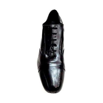 Scarpa da uomo Milo by Wish Dance in morbida pelle nera e vernice nera, con punta squadrata, elegante e versatile