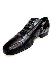 Load image into Gallery viewer, Milo (Movida by WISH DANCE) - Scarpa da Uomo in Morbida Pelle Nera e Vernice Nera Punta Squadrata
