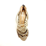 Load image into Gallery viewer, Megan (161P) - Sandalo da Donna in Pelle Oro con Tomaia Anteriore in Maculato con Tacco a Spillo Largo
