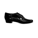 Load image into Gallery viewer, Bogart (006V) - Scarpa da Uomo Stringata Chiusura Mod. Oxford in Vernice Nera Totale e Tacco in Legno
