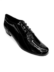 Load image into Gallery viewer, Bogart (006V) - Scarpa da Uomo Stringata Chiusura Mod. Oxford in Vernice Nera Totale e Tacco in Legno
