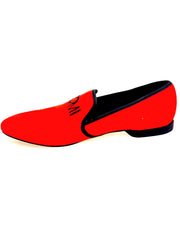 Carica immagine nella Galleria, Venturi (MS21) KIZMI - Mocassino in  Camoscio Rosso bordo Nero ricamo Kizmi Nero Forma lunga