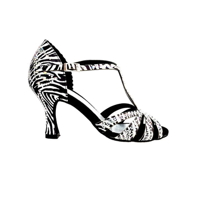 Scarpa da ballo ZEBRY Superb (L1) in raso di seta con dettagli Swarovski e tacco a rocchetto, stile elegante e raffinato