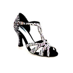 Load image into Gallery viewer, ZEBRY Superb (L1) - Scarpa da Ballo in Raso Seta Zebrato con Swarovski e Tacco a Rocchetto
