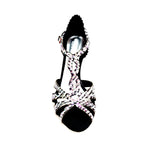 Load image into Gallery viewer, ZEBRY Superb (L1) - Scarpa da Ballo in Raso Seta Zebrato con Swarovski e Tacco a Rocchetto
