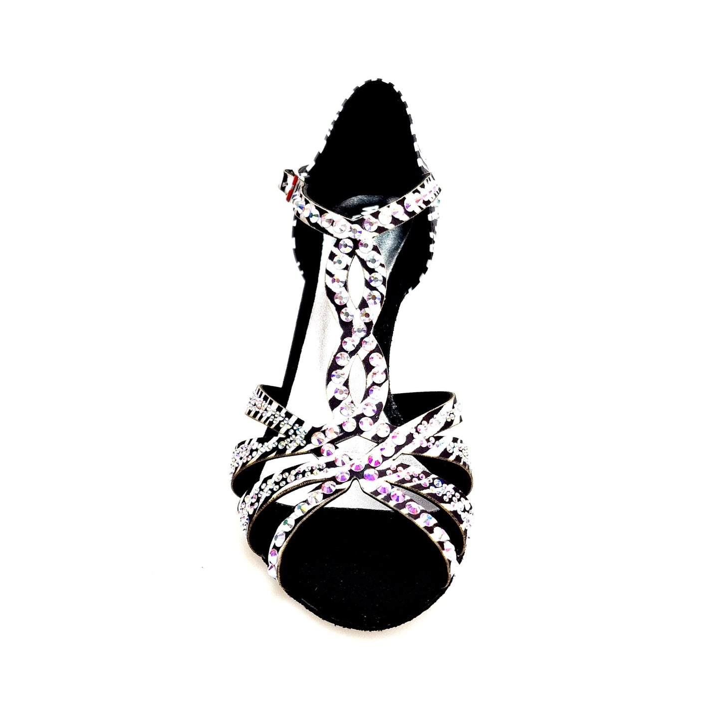 Scarpa da ballo Zebrato in raso seta ZEBRY Superb (L1) con Swarovski e tacco a rocchetto, design elegante e brillante.