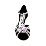 Load image into Gallery viewer, ZEBRY Superb (L1) - Scarpa da Ballo in Raso Seta Zebrato con Swarovski e Tacco a Rocchetto
