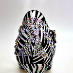 Load image into Gallery viewer, ZEBRY Superb (L1) - Scarpa da Ballo in Raso Seta Zebrato con Swarovski e Tacco a Rocchetto
