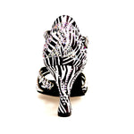 Load image into Gallery viewer, ZEBRY Superb (L1) - Scarpa da Ballo in Raso Seta Zebrato con Swarovski e Tacco a Rocchetto
