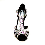 Load image into Gallery viewer, ZEBRY Superb (L1) - Scarpa da Ballo in Raso Seta Zebrato con Swarovski e Tacco a Rocchetto

